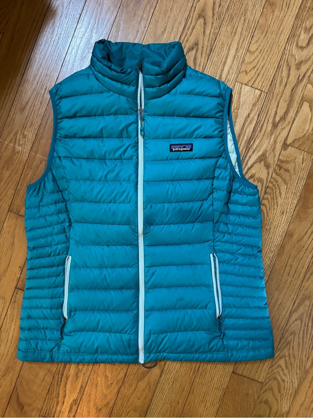 Patagonia Womens Down Sweater Puffer Vest Sz XL Turquoise Outdoor Gorpcore